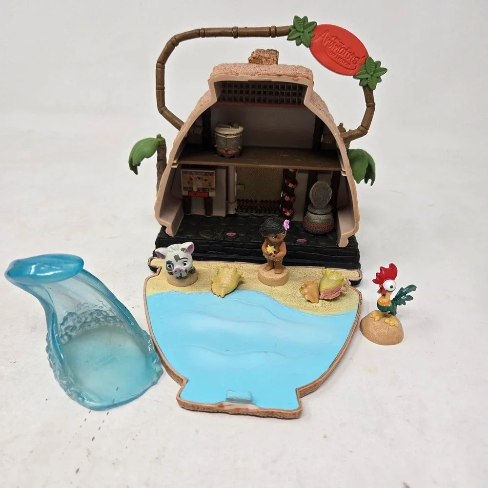 Disney Animators Collection Moana Mini Doll Playset Hut Pua Hei Hei Wave Figures